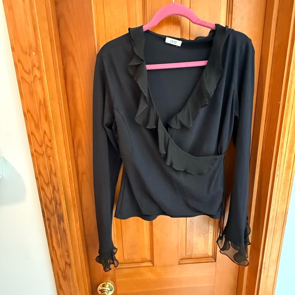 Cache Black Ruffled Blouse - Picture 2 of 9